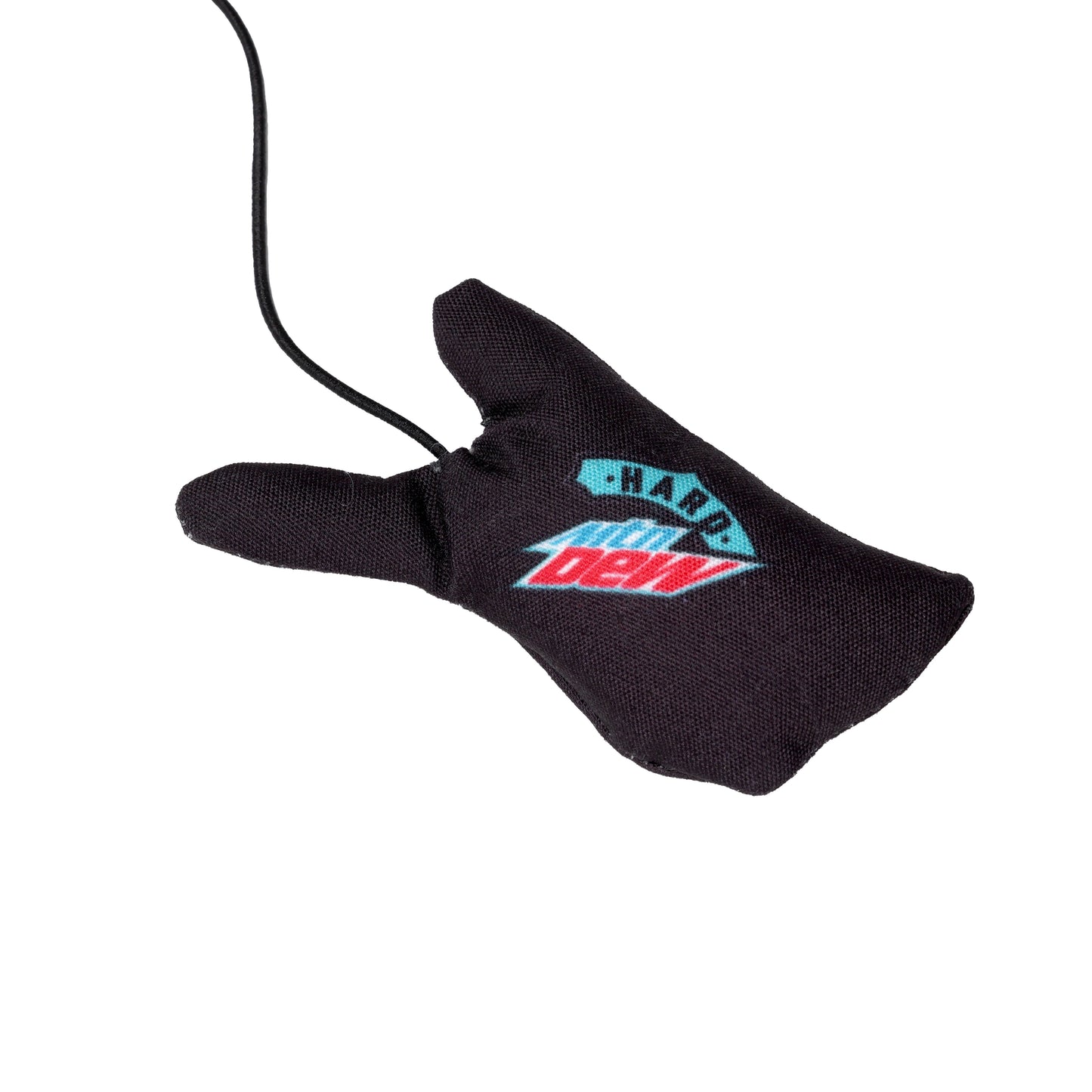 Back of the Hard Mountain Dew BAJA BLAST shark shaped cat nip wand toy. Back of shark features HARD MTN DEW logo.