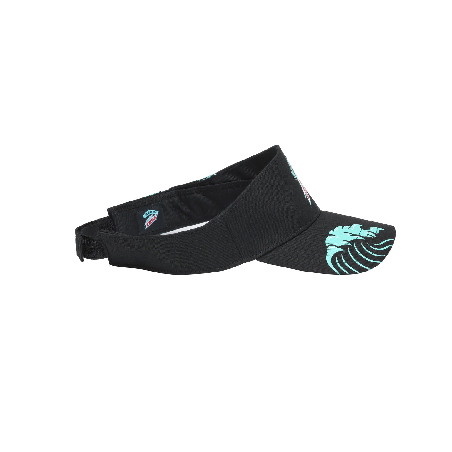 Right profile view of the visor hat, highlighting the bill design with the teal wave pattern from a new angle.